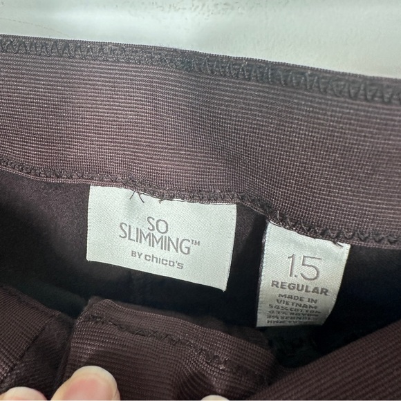 Chicos So Slimming Brown Straight Leg Pants Size 1.5 10 Denim - Picture 3 of 4